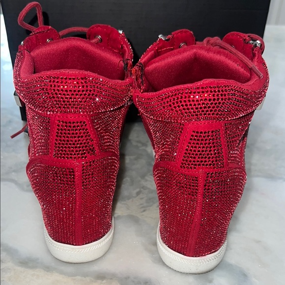 INC International Concepts Red Sparkle High-Top Sneakers - Picture 5 of 7